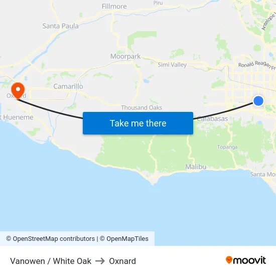 Vanowen / White Oak to Oxnard map
