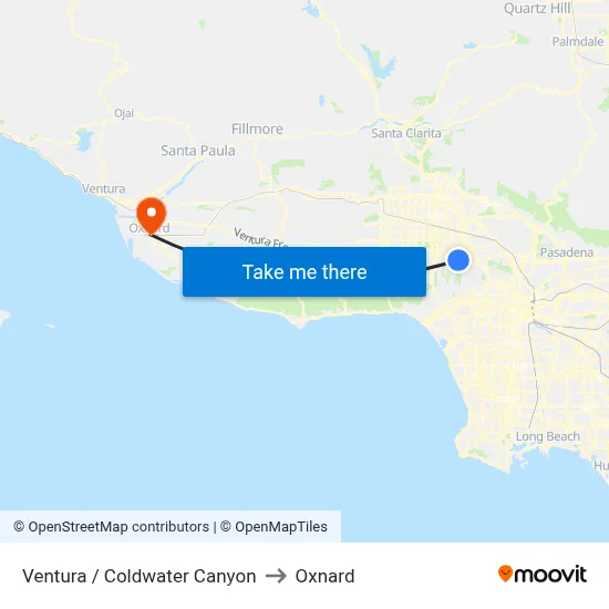 Ventura / Coldwater Canyon to Oxnard map