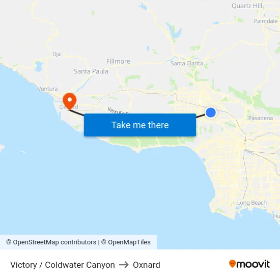 Victory / Coldwater Canyon to Oxnard map