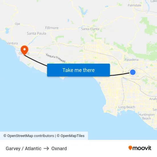 Garvey / Atlantic to Oxnard map
