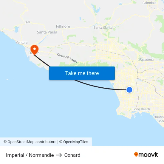 Imperial / Normandie to Oxnard map