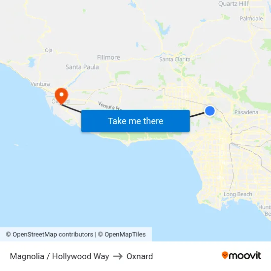 Magnolia / Hollywood Way to Oxnard map