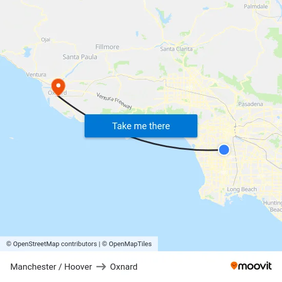 Manchester / Hoover to Oxnard map