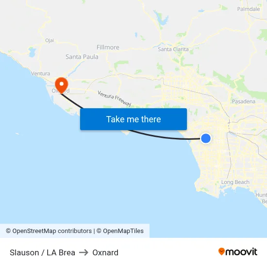 Slauson / LA Brea to Oxnard map