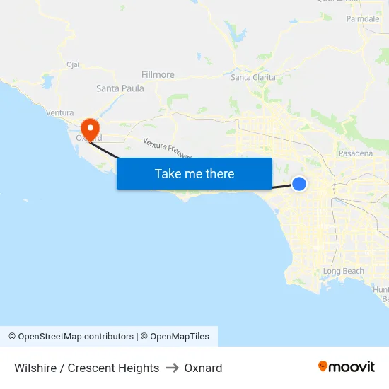 Wilshire / Crescent Heights to Oxnard map