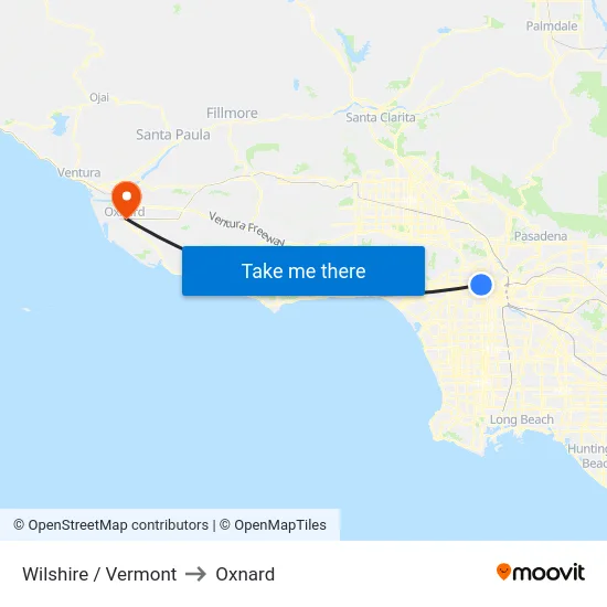 Wilshire / Vermont to Oxnard map