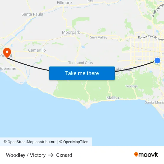 Woodley / Victory to Oxnard map