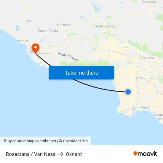 Rosecrans / Van Ness to Oxnard map