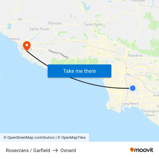 Rosecrans / Garfield to Oxnard map
