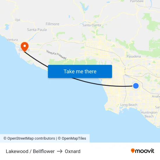 Lakewood / Bellflower to Oxnard map