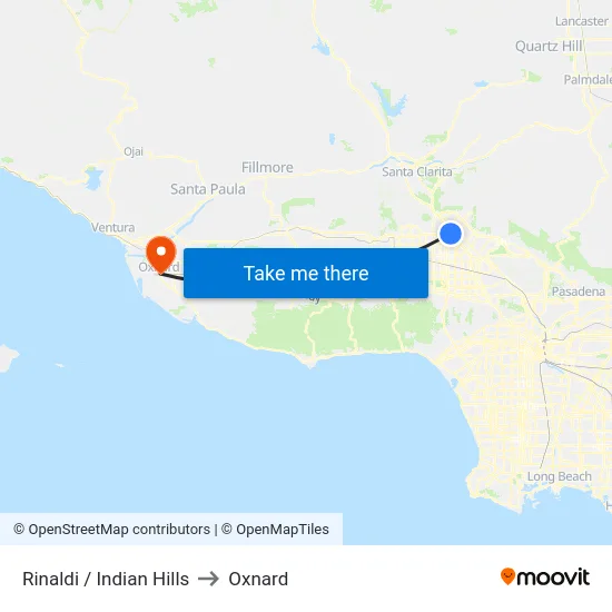 Rinaldi / Indian Hills to Oxnard map