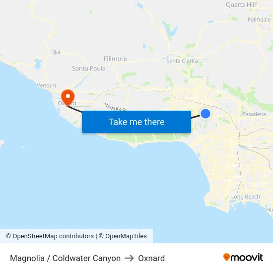 Magnolia / Coldwater Canyon to Oxnard map