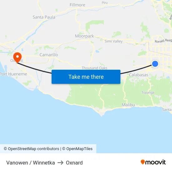 Vanowen / Winnetka to Oxnard map