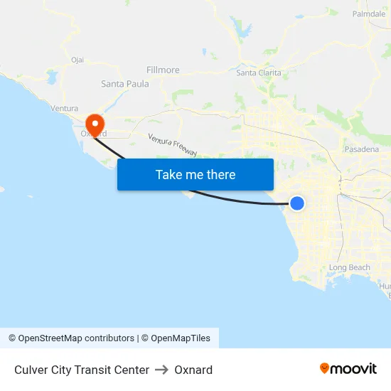 Culver City Transit Center to Oxnard map