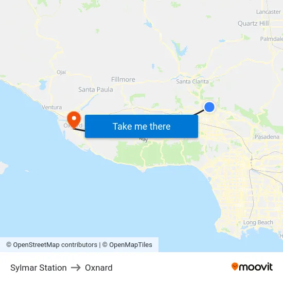 Sylmar Station to Oxnard map