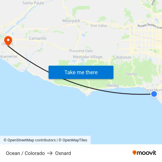 Ocean / Colorado to Oxnard map