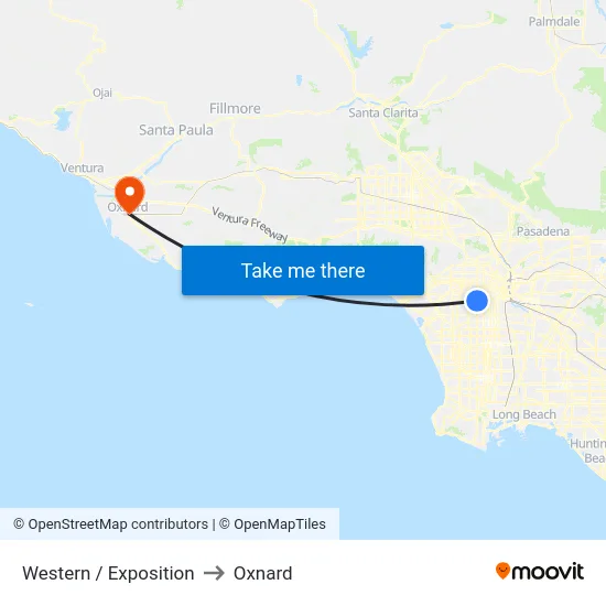 Western / Exposition to Oxnard map