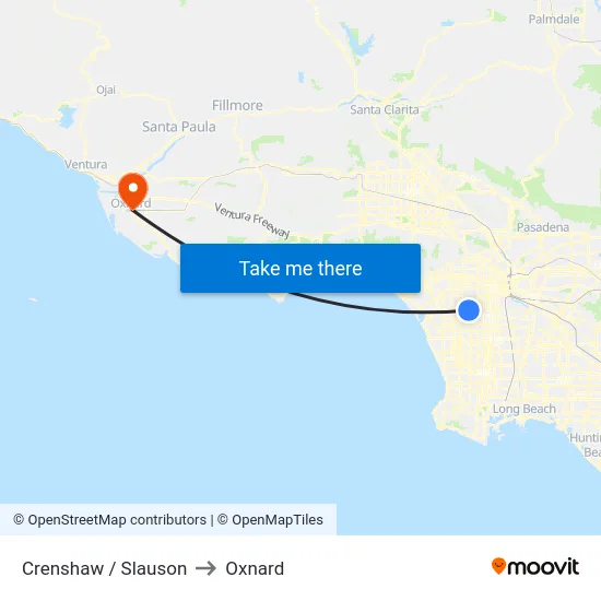 Crenshaw / Slauson to Oxnard map