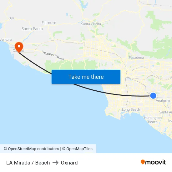 LA Mirada / Beach to Oxnard map