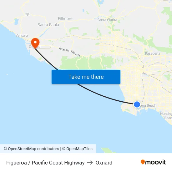 Figueroa / Pacific Coast Highway to Oxnard map