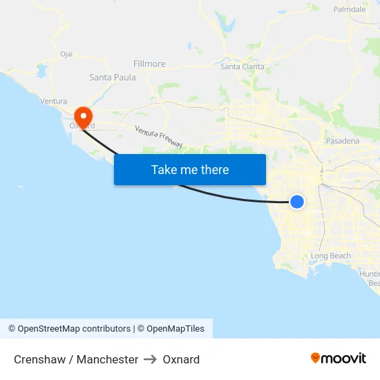 Crenshaw / Manchester to Oxnard map