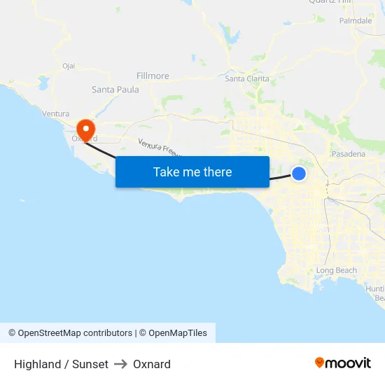 Highland / Sunset to Oxnard map