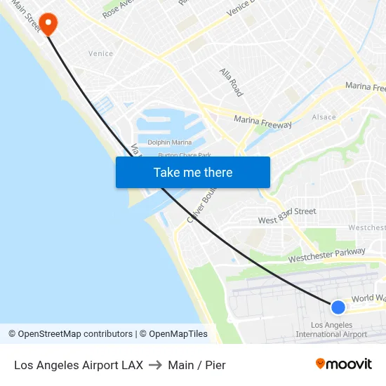 Los Angeles Airport LAX to Main / Pier map