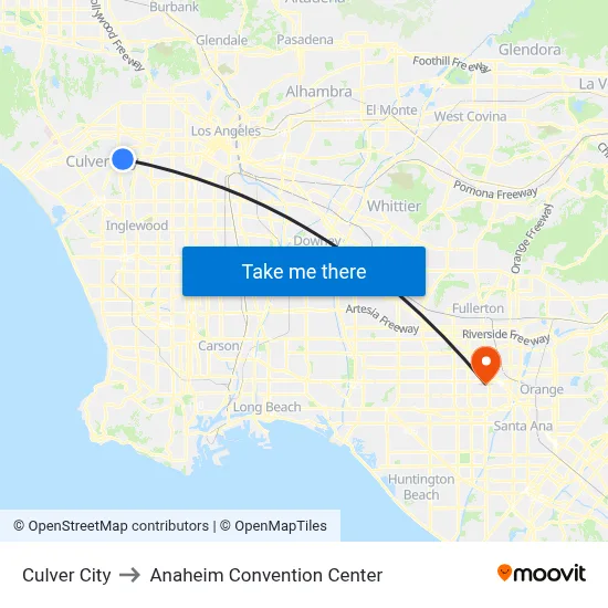 Culver City to Anaheim Convention Center map