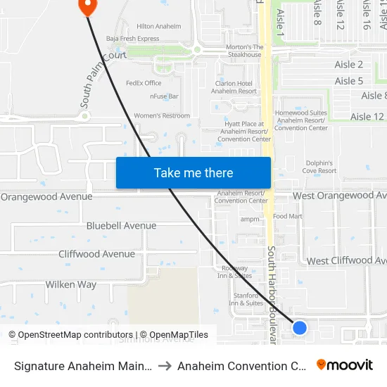 Signature Anaheim Maingate to Anaheim Convention Center map