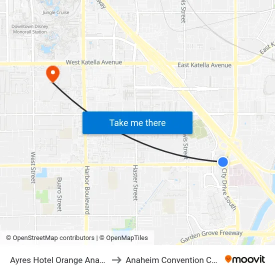 Ayres Hotel Orange Anaheim to Anaheim Convention Center map