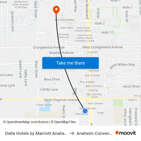 Delta Hotels by Marriott Anaheim Garden Grove to Anaheim Convention Center map