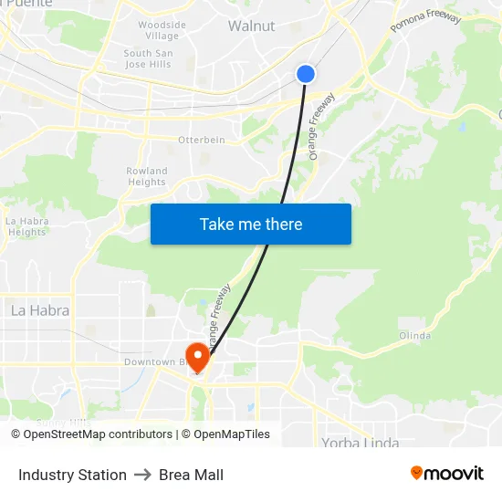 Industry Station to Brea Mall map