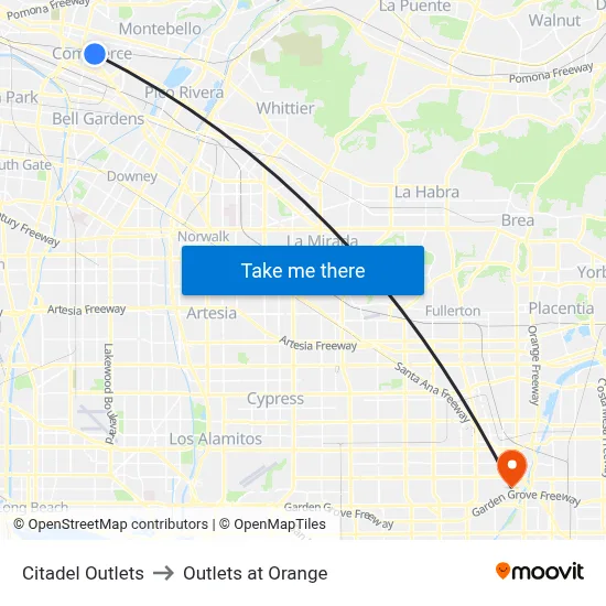 Citadel Outlets to Outlets at Orange map