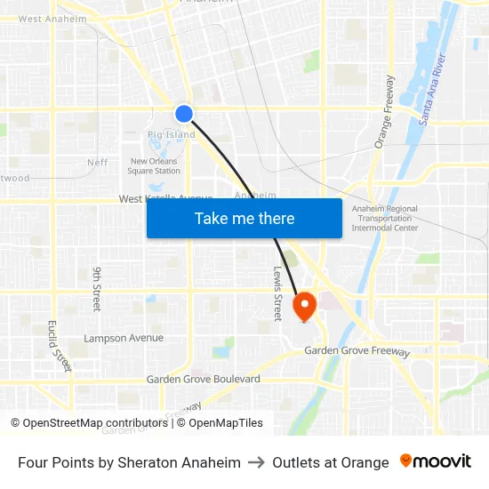 Hotel Ménage to Outlets at Orange map
