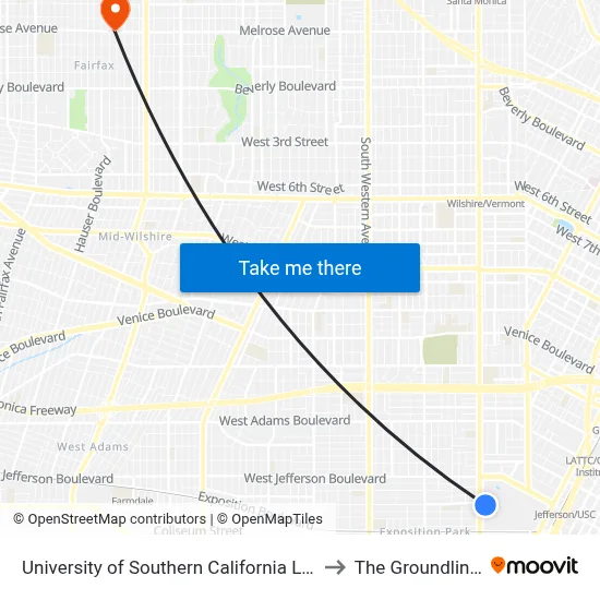 University of Southern California Lot 6 to The Groundlings map