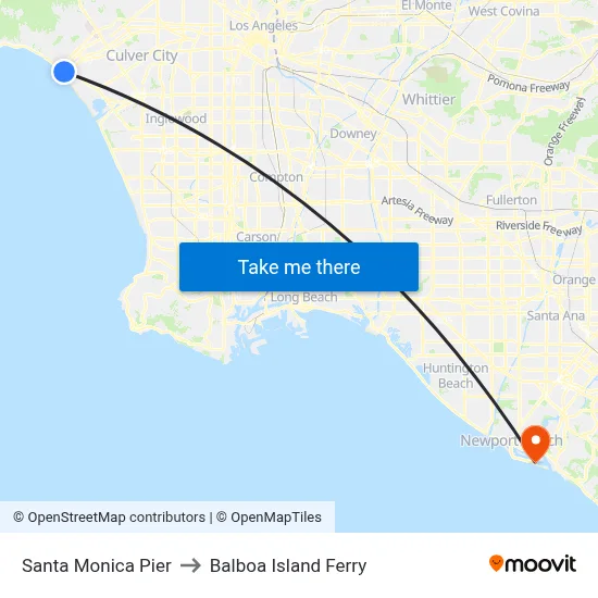 Santa Monica Pier to Balboa Island Ferry map