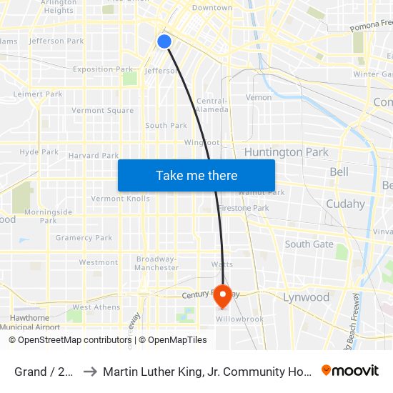 Grand / 23rd to Martin Luther King, Jr. Community Hospital map