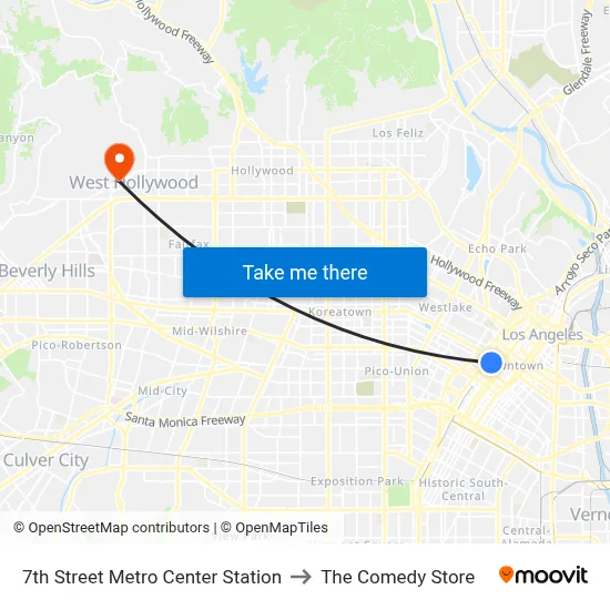 7th Street Metro Center Station to The Comedy Store map