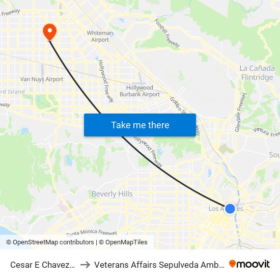 Cesar E Chavez / Alameda to Veterans Affairs Sepulveda Ambulatory Care Center map