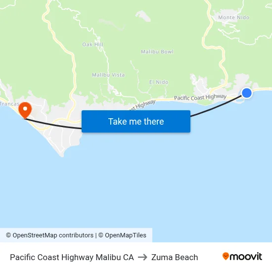 Pacific Coast Highway Malibu CA to Zuma Beach map