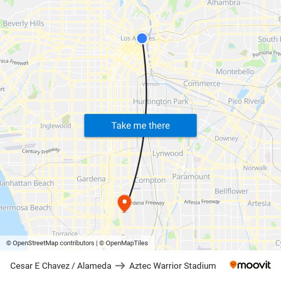 Cesar E Chavez / Alameda to Aztec Warrior Stadium map