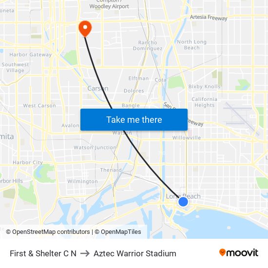 First & Shelter C N to Aztec Warrior Stadium map