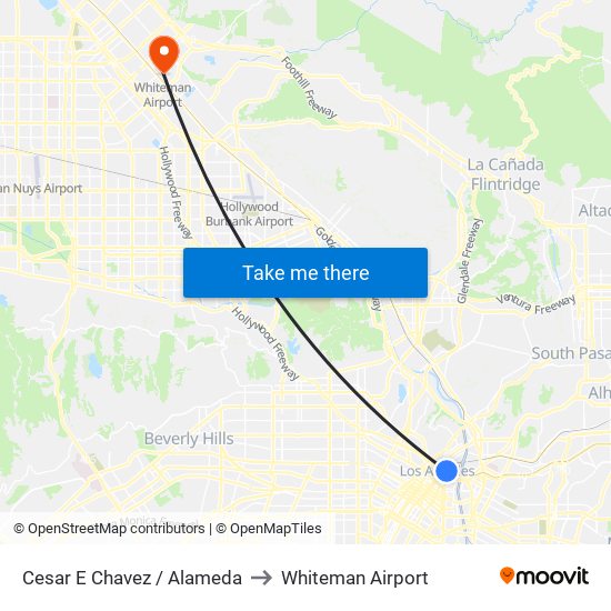 Cesar E Chavez / Alameda to Whiteman Airport map