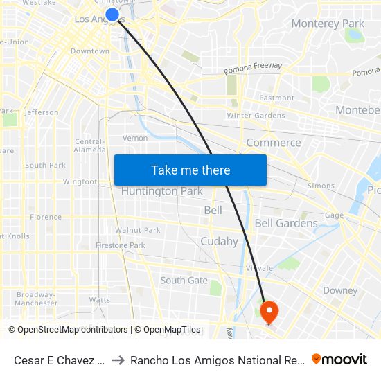 Cesar E Chavez / Alameda to Rancho Los Amigos National Rehabilitation Center map