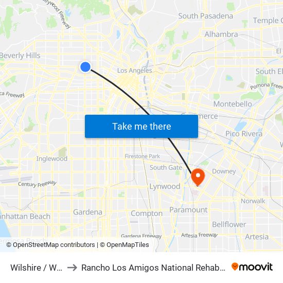 Wilshire / Western to Rancho Los Amigos National Rehabilitation Center map