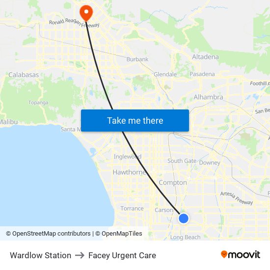 Wardlow Station to Facey Urgent Care map