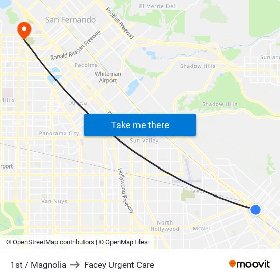 1st / Magnolia to Facey Urgent Care map