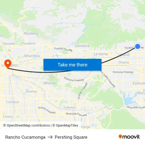 Rancho Cucamonga to Pershing Square map
