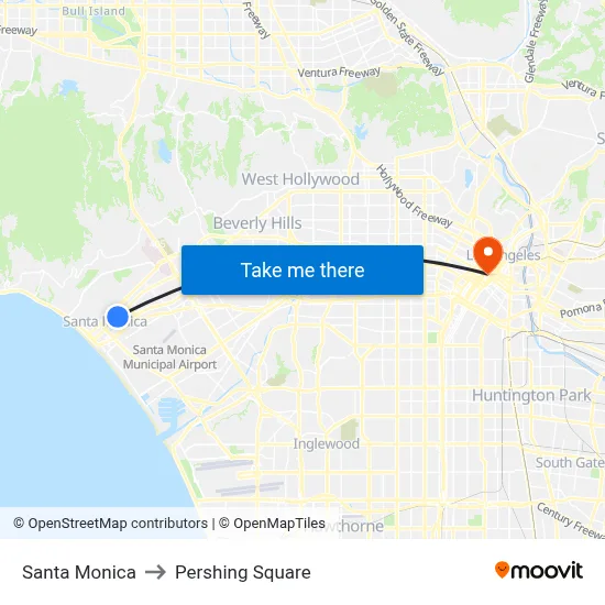 Santa Monica to Pershing Square map