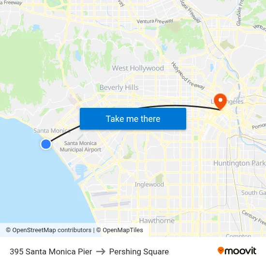395 Santa Monica Pier to Pershing Square map